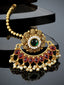 Gold-Plated Handcrafted Stone-Studded & Pearl-Beaded Maang Tikka