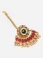 Gold-Plated Handcrafted Stone-Studded & Pearl-Beaded Maang Tikka