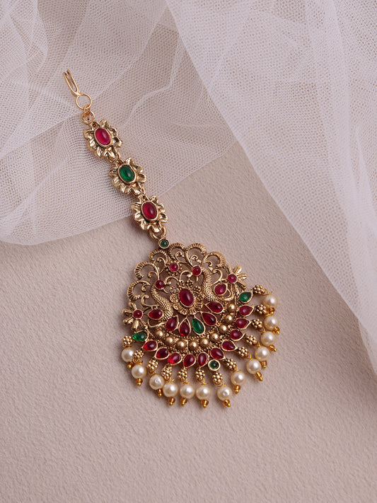 Gold-Plated Stone Studded Matha Patti