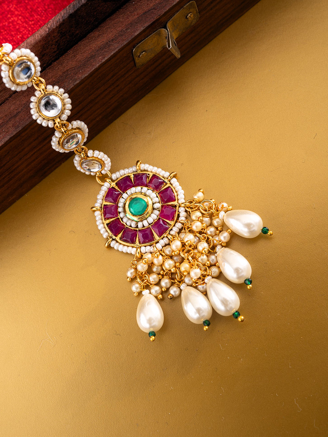 Gold-Plated Kundan Studded Maang Tikka