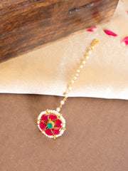 Gold-Plated American Diamond Studded Maang Tikka Head Jewellery
