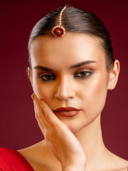 Gold-Plated American Diamond Studded Maang Tikka Head Jewellery