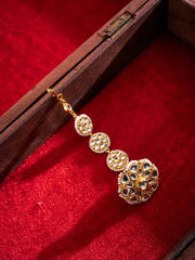 Gold-Plated Kundan Studded & Pearls Beaded Maang Tikka