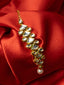 Gold-Plated Kundan Studded & Pearls Beaded Maang Tikka