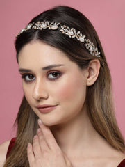 Gold-Plated CZ Stone Embellished Handcrafted Tiara