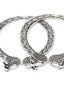 Set of 2 Silver-Toned Oxidised Peacock-Shaped Bangles