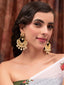 Gold-Plated Kundan & Pearl Studded Classic Chandbali Earrings