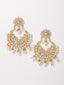 Gold-Plated Kundan & Pearl Studded Classic Chandbali Earrings