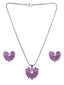 Purple & Silver-Toned Stone-Studded Pendant Set