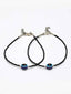 Set Of 2 Silver-Plated Black & Blue Beaded Evil Eye Handcrafted Anklets
