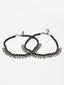 Set Of 2 Silver-Plated Black Beaded Handcrafted Anklets