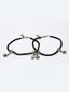 Set Of 2 Oxidized Silver-Plated Black Beaded Star Shaped Handcrafted Anklets