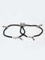 Set Of 2 Oxidized Silver-Plated Black Beaded Star Shaped Handcrafted Anklets