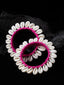 Set Of 2 Pink & Off-White Silk Thread Shell Handcrafted Bangles