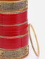 Gold-Plated Red & White CZ-Studded Chuda Set Of 66