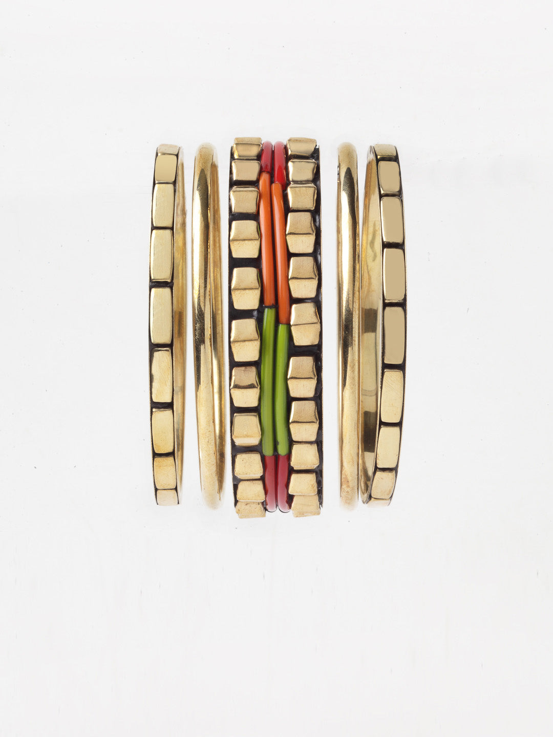 Set Of 5 Gold-Plated Handcrafted Bangles