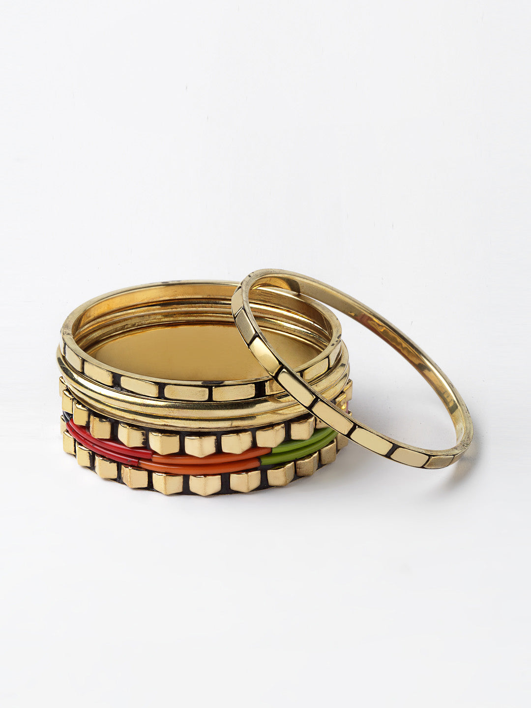 Set Of 5 Gold-Plated Handcrafted Bangles