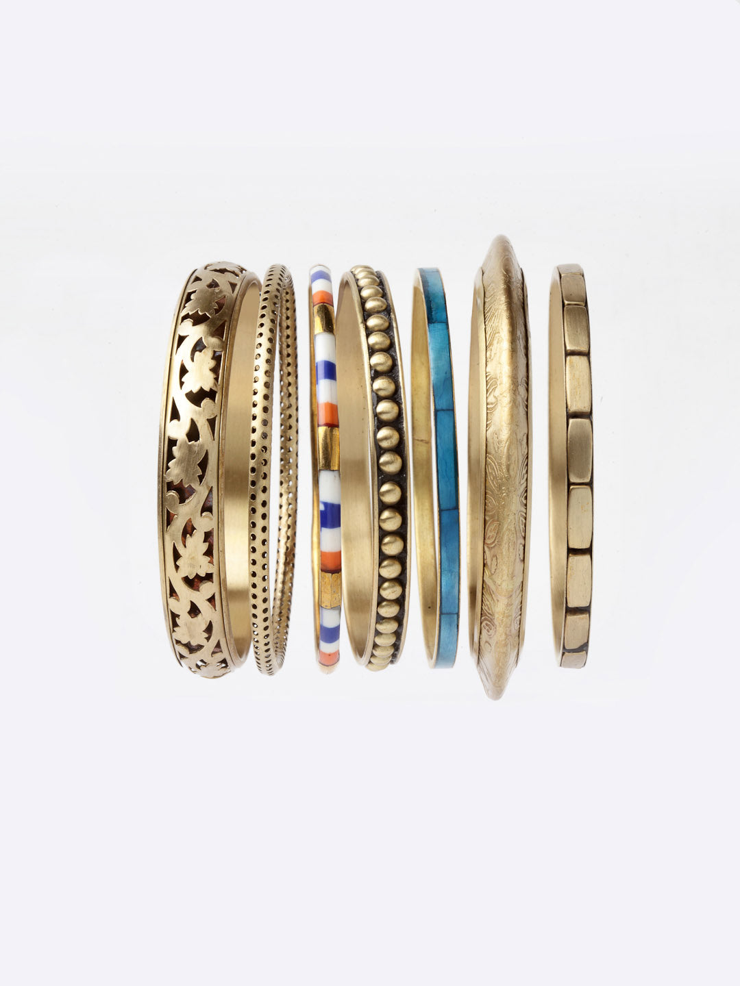 Set Of 7 Gold-Plated Bangles