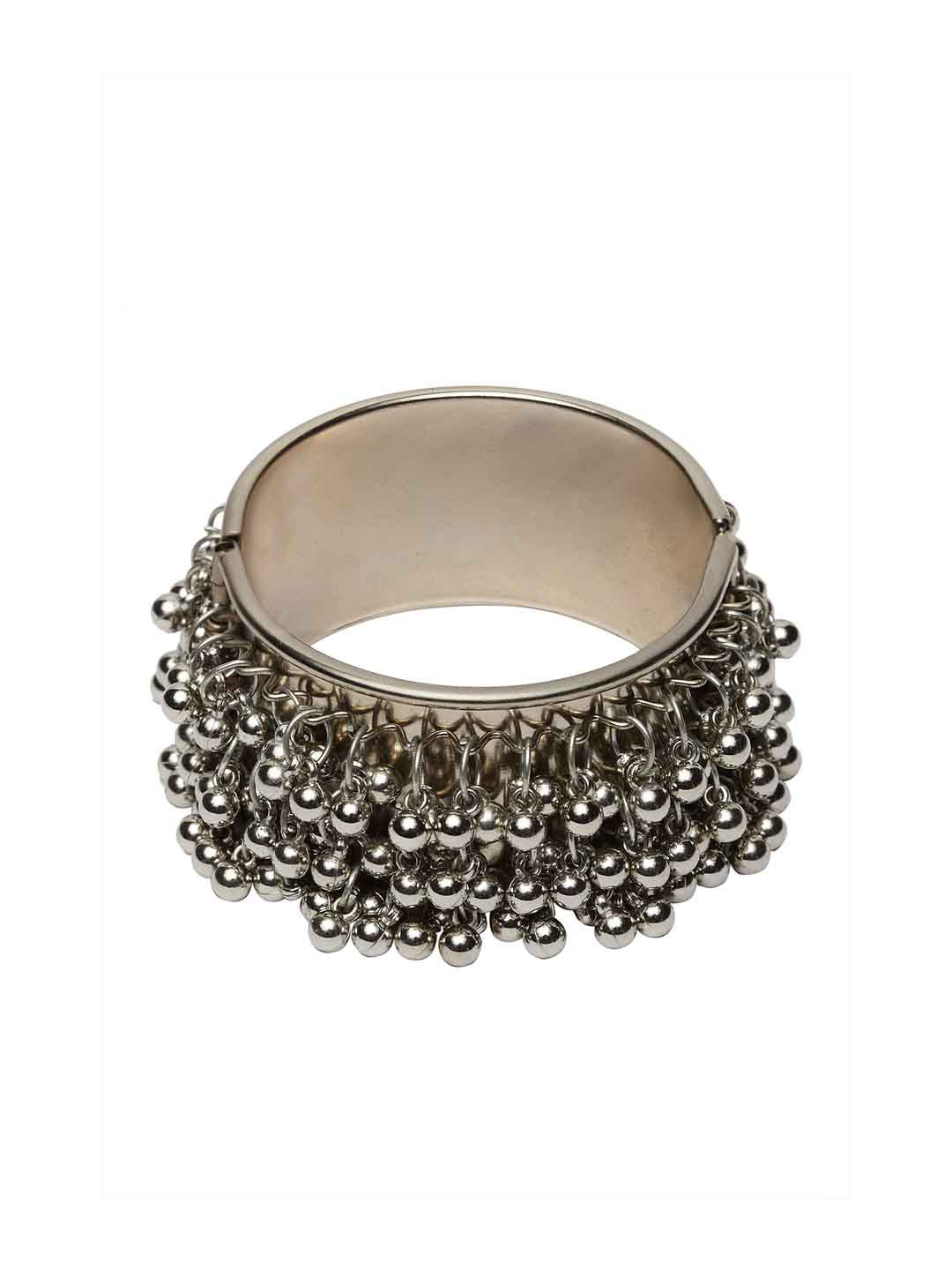 Silver-Toned Handcrafted Oxidised Bracelet