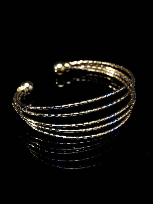 Rhodium-Plated Gold-Toned Handcrafted Cuff Bracelet