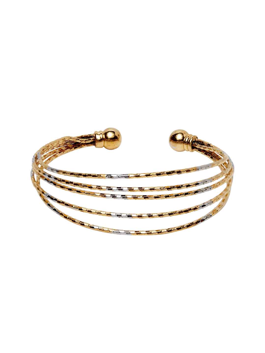 Rhodium-Plated Gold-Toned Handcrafted Cuff Bracelet