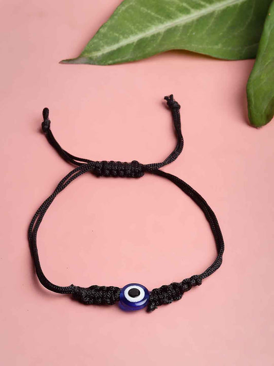 Women Black & Blue Evil Eye Charm Bracelet