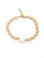 Women Gold-Toned & White Brass Pearls Gold-Plated Charm Bracelet