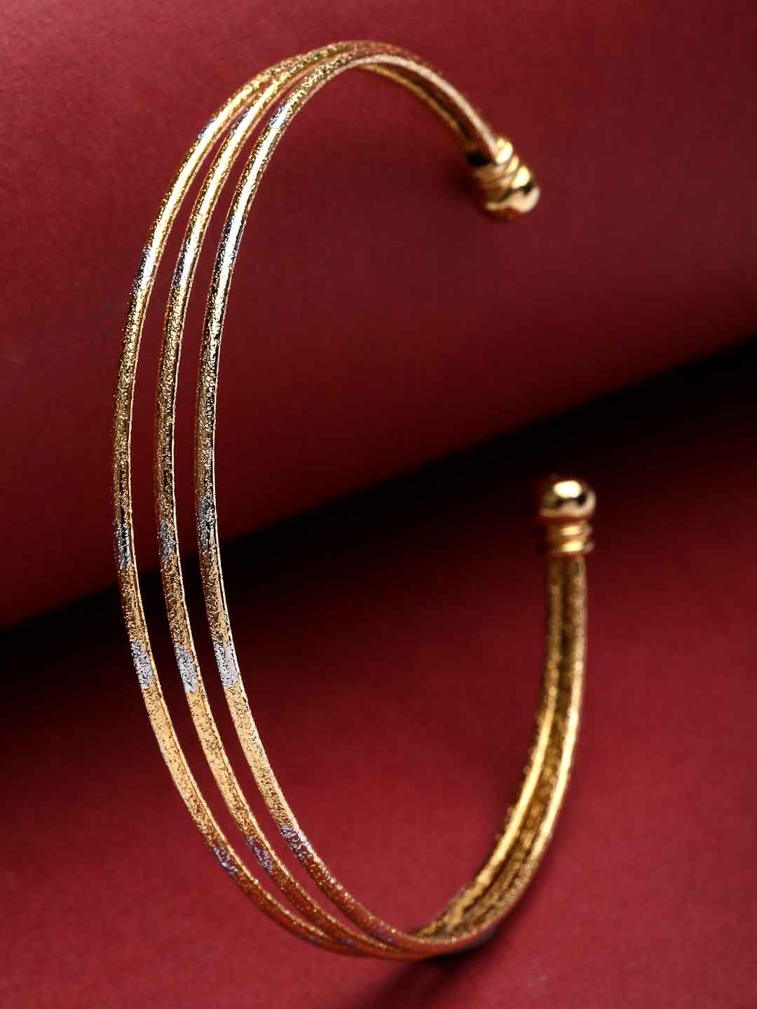 Women Gold-Toned Brass Handcrafted Gold-Plated Cuff Bracelet