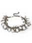 Women Silver-Plated & White Brass Oxidized Charm Bracelet