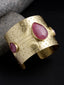 Women Gold-Toned & Violet Brass Handcrafted Gold-Plated Cuff Bracelet