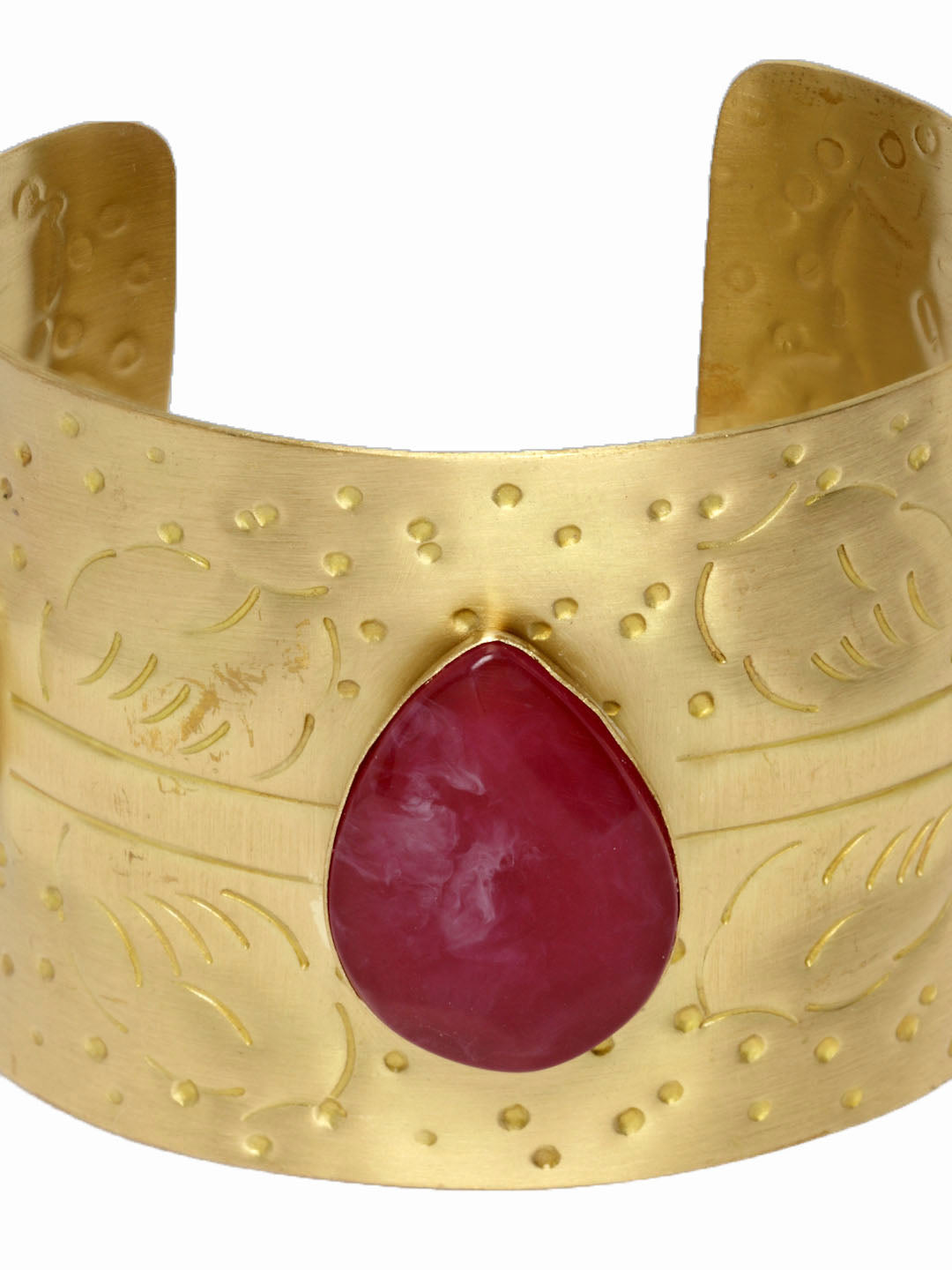 Women Gold-Toned & Violet Brass Handcrafted Gold-Plated Cuff Bracelet