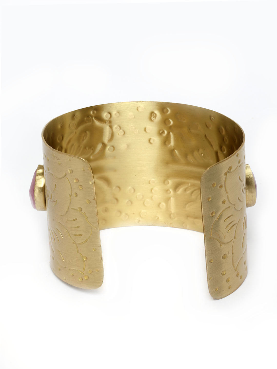 Women Gold-Toned & Violet Brass Handcrafted Gold-Plated Cuff Bracelet