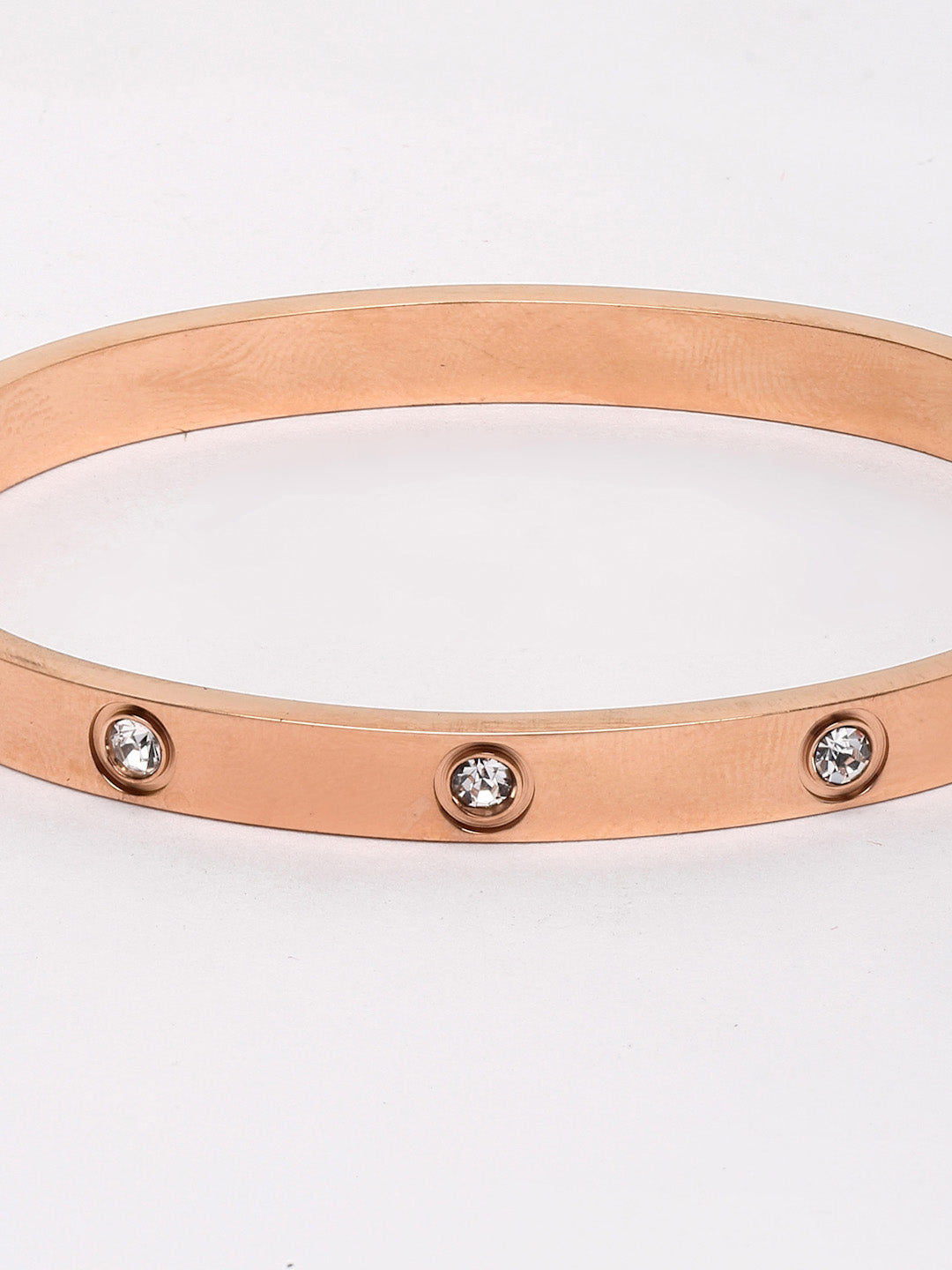 Women Rose Gold & White Handcrafted Rose Gold-Plated Kada Bracelet