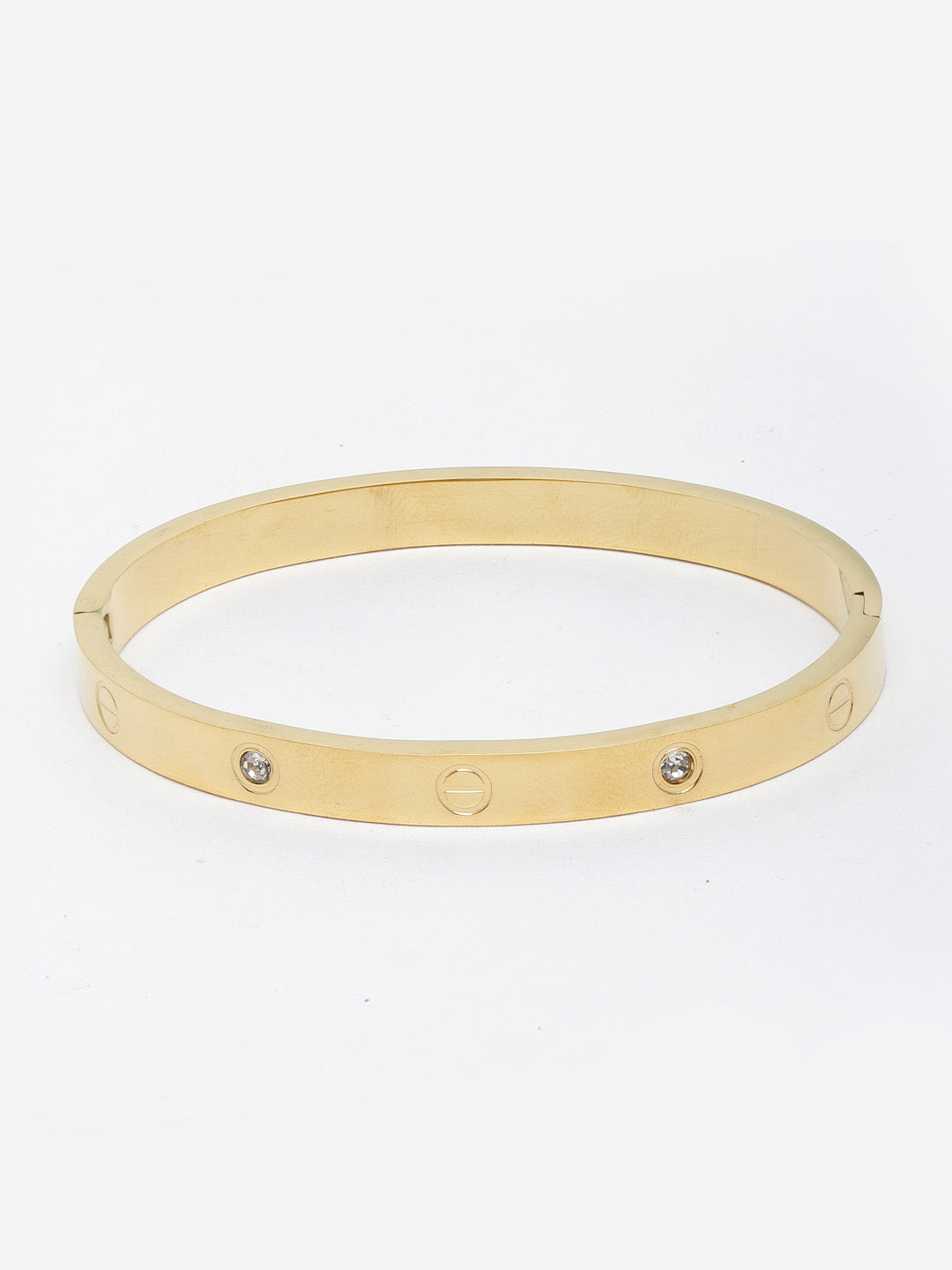 Women Gold-Toned & White Handcrafted Gold-Plated Kada Bracelet