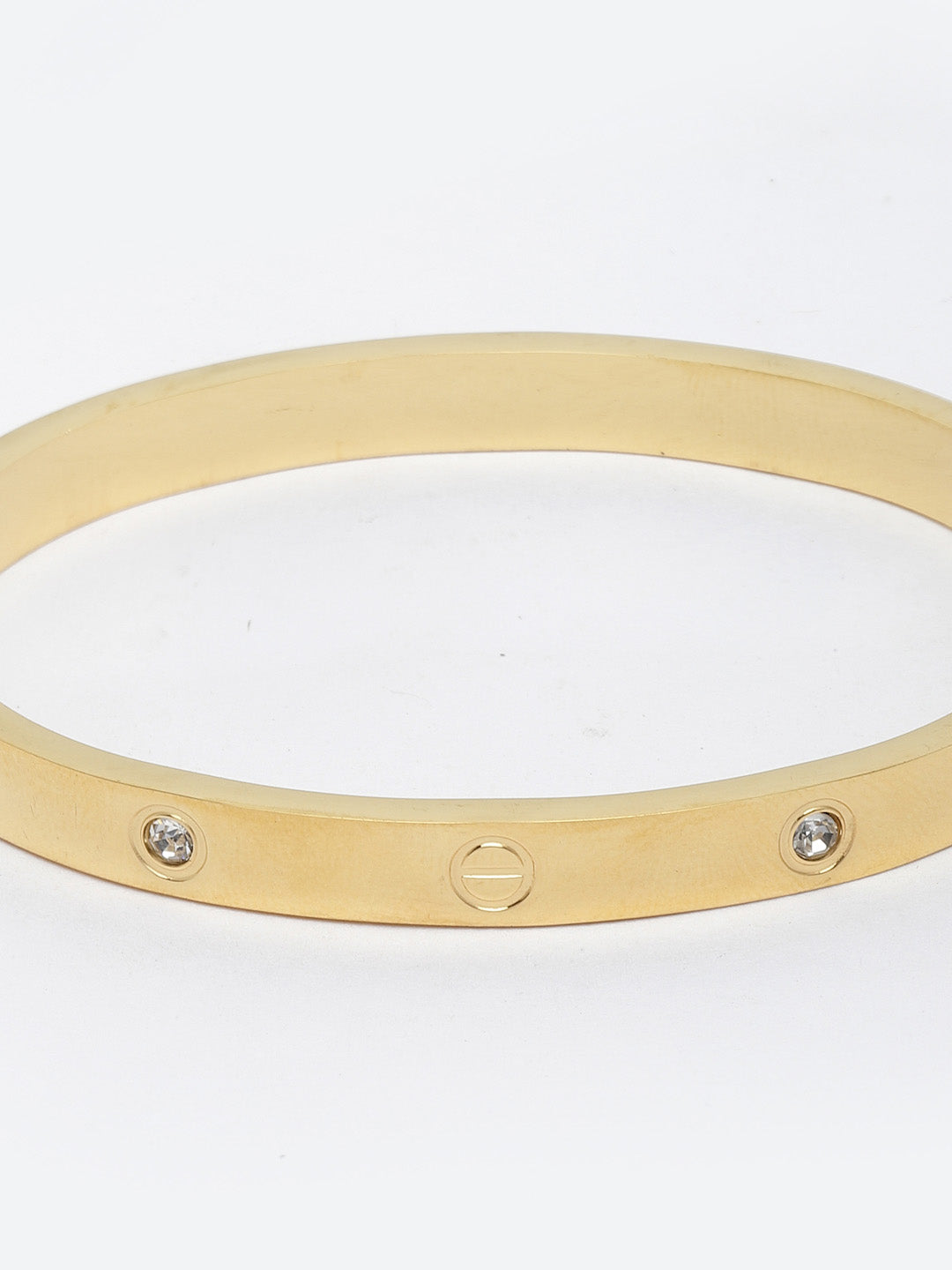 Women Gold-Toned & White Handcrafted Gold-Plated Kada Bracelet