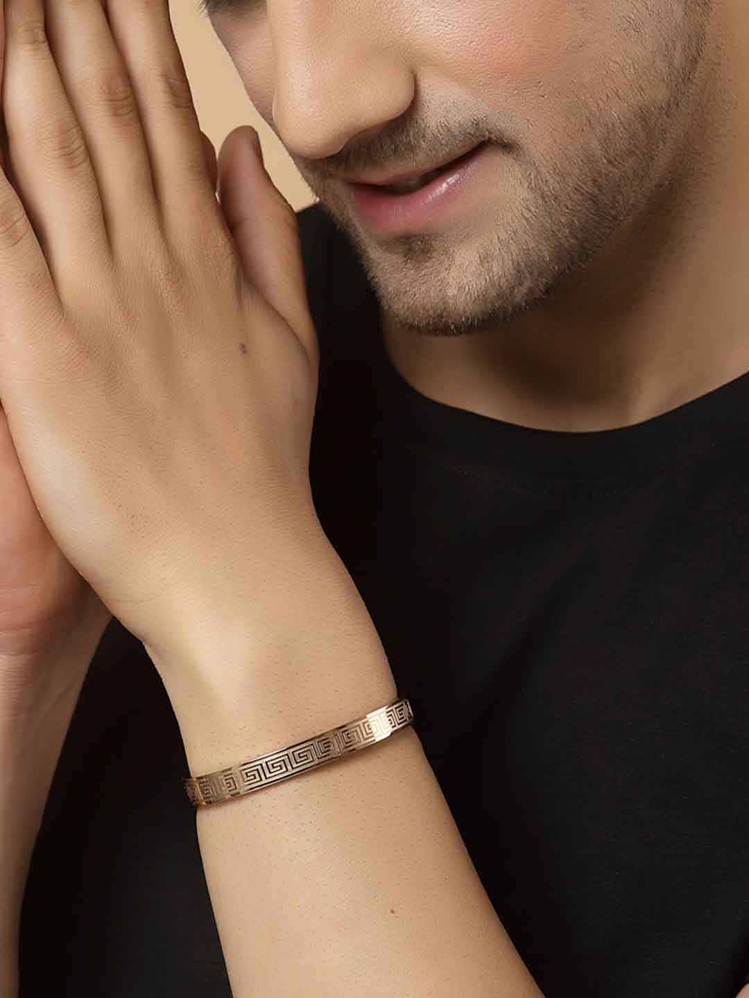 Gold Lined Kada Style Bracelet for Men Mesmerize India