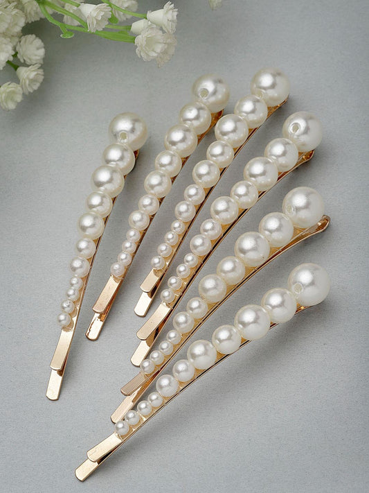 Women Set of 6 Gold-Plated Bobby Pins