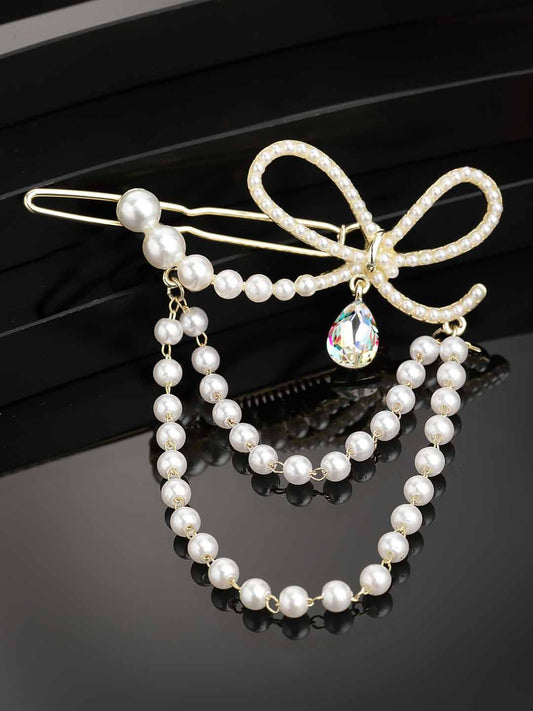 Women Gold-Toned Embellished Chain Drop Hair Pin