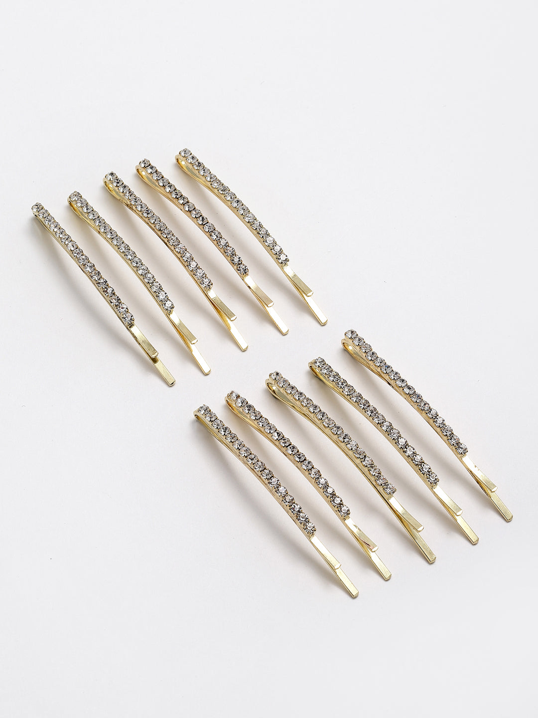 Set of 10 Women Gold-Toned Embellished Bobby Pins