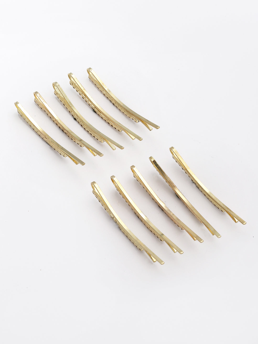 Set of 10 Women Gold-Toned Embellished Bobby Pins