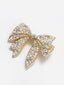 Women Gold-Toned & White Embellished Bow-Shaped Alligator Hair Clip