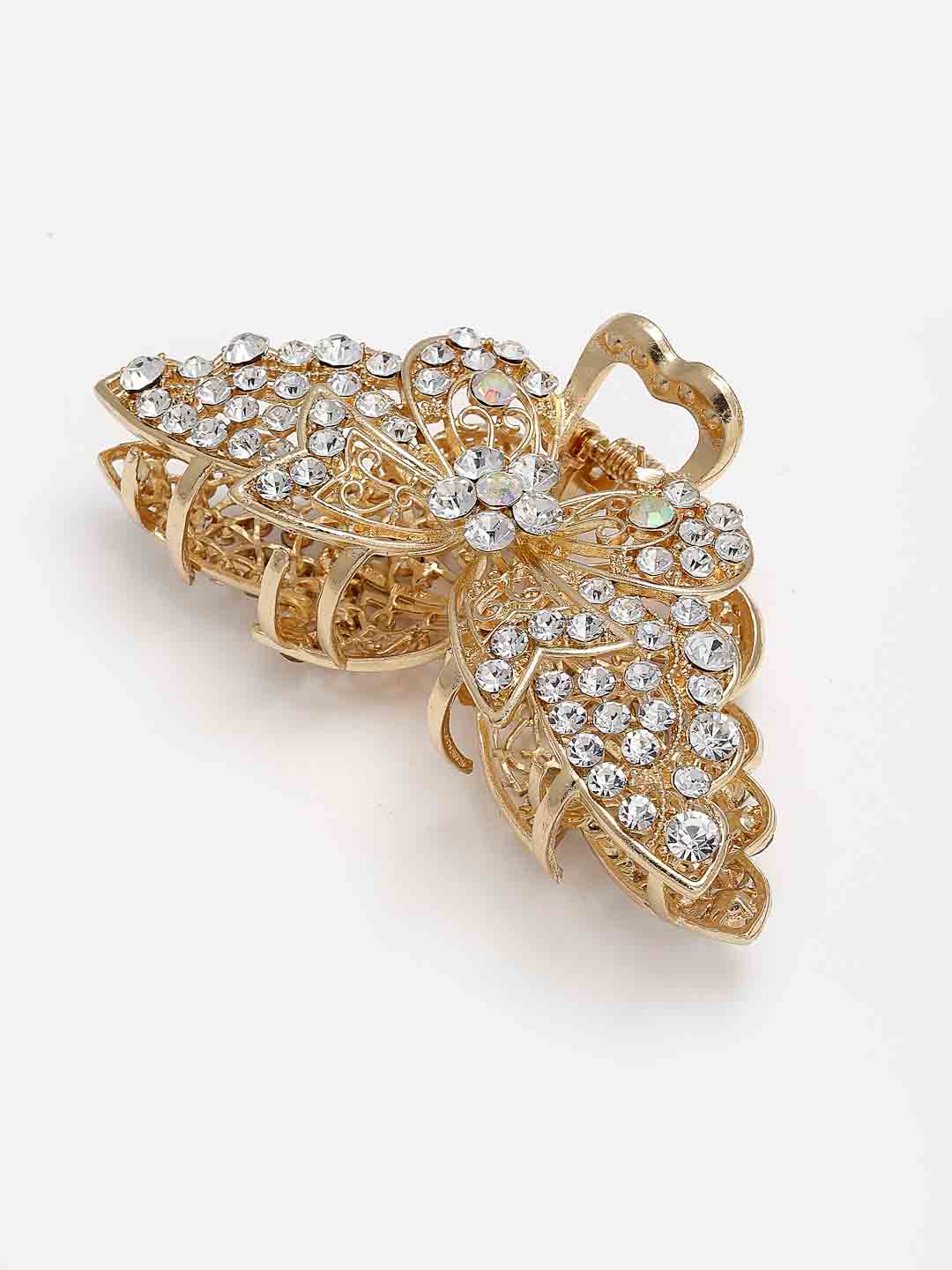 Women Gold-Toned & White Embellished Claw Clip