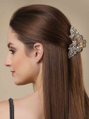 Women Gold-Toned & White Embellished Claw Clip