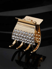 Women Gold-Toned & White Gold-Plated Stone-Studded Embellished Claw Clip