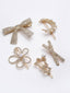 Women Gold-Toned & White CZ Stone-Studded Set of 5 Embellished Alligator Hair Clip