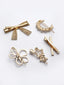 Women Gold-Toned & White CZ Stone-Studded Set of 5 Embellished Alligator Hair Clip