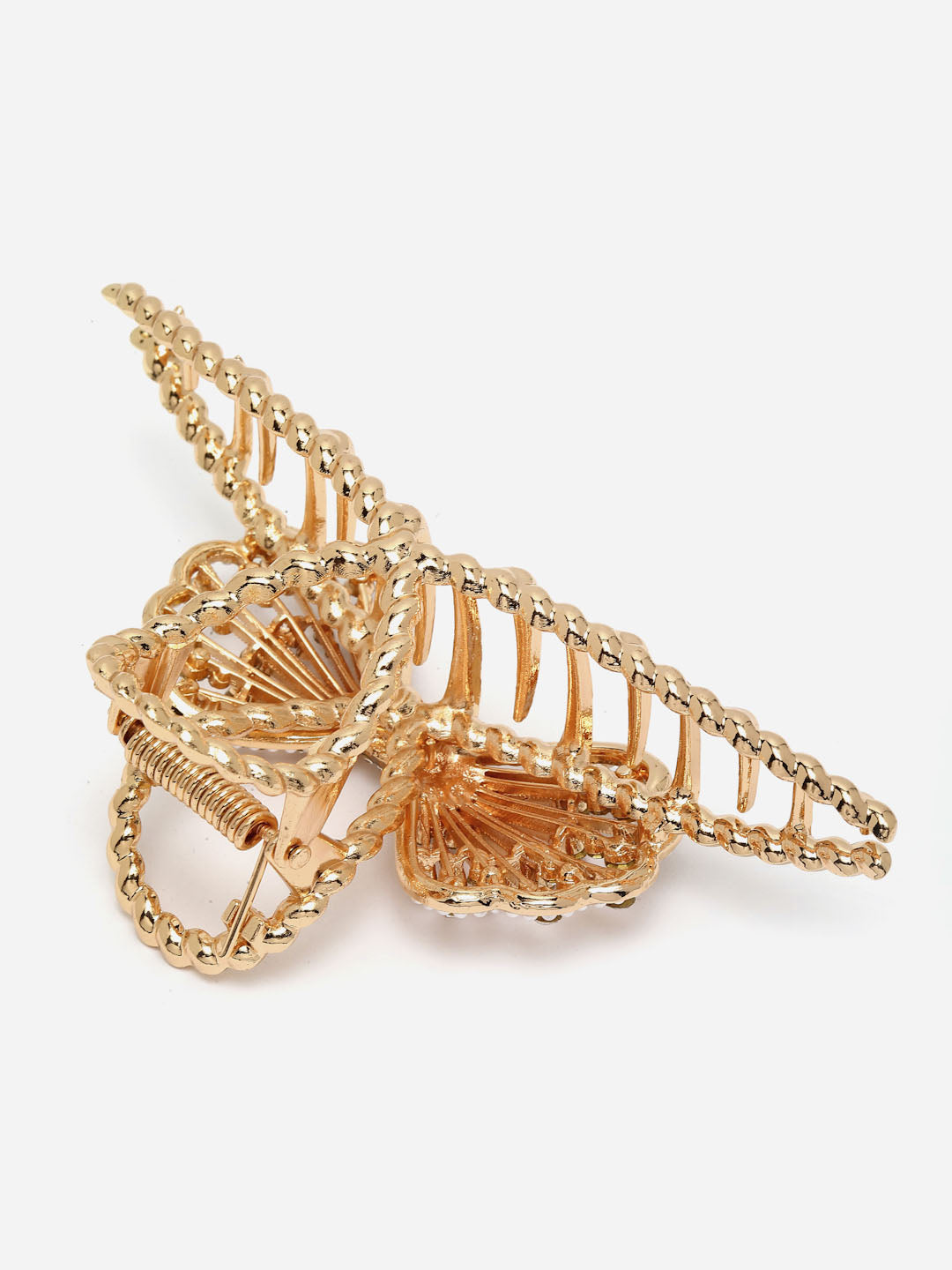 Women Gold-Toned & White Embellished Claw Clip