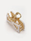 Women Gold-Plated Pearl Embellished Hair Claw Clip