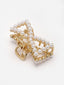 Women Gold-Plated Pearl Embellished Hair Claw Clip