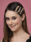 Women Set of 3 Embellished CZ Stone & Pearl Leaf Shaped Alligator Hair Clip